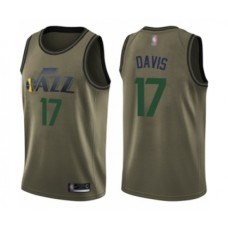 Men's Utah Jazz #17 Ed Davis Swingman Green Salute to Service Basketball Jersey