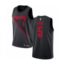 Men's Portland Trail Blazers #5 Rodney Hood Swingman Black Basketball Jersey - 2018-19 City Edition