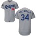 Men's Majestic Los Angeles Dodgers #34 Fernando Valenzuela Gray Alternate Flex Base Authentic Collection 2018 World Series MLB Jersey