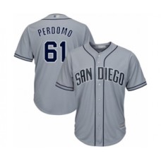 Men's San Diego Padres #61 Luis Perdomo Authentic Grey Road Cool Base Baseball Player Stitched Jersey