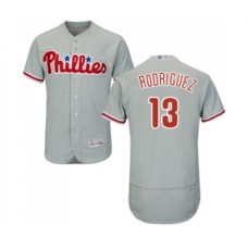 Men's Philadelphia Phillies #13 Sean Rodriguez Grey Road Flex Base Authentic Collection Baseball Jersey