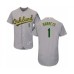 Men's Oakland Athletics #1 Franklin Barreto Grey Road Flex Base Authentic Collection Baseball Player Stitched Jersey