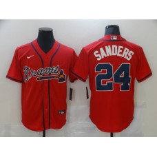 Men's Atlanta Braves #24 Deion Sanders Red Nike MLB Stitched Jersey