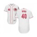 Men's Cincinnati Reds #40 Alex Wood White Home Flex Base Authentic Collection Baseball Jersey