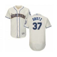 Men's Seattle Mariners #37 Zac Grotz Cream Alternate Flex Base Authentic Collection Baseball Player Stitched Jersey