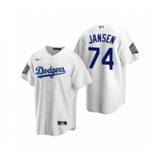 Men's Los Angeles Dodgers #74 Kenley Jansen White 2020 World Series Replica Stitched Jersey