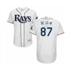 Men's Tampa Bay Rays #87 Jose De Leon Home White Home Flex Base Authentic Collection Baseball Player Stitched Jersey