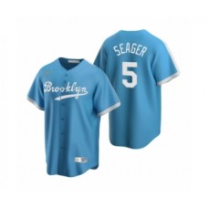 Men's Los Angeles Dodgers #5 Corey Seager Nike Light Blue Cooperstown Collection Alternate Stitched Jersey