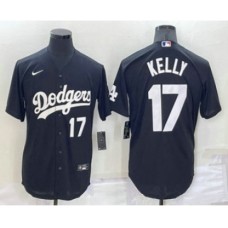 Men's Los Angeles Dodgers #17 Joe Kelly Number Black Turn Back The Clock Stitched Cool Base Jersey