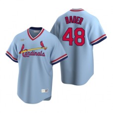 Men's Nike St. Louis Cardinals #48 Harrison Bader Light Blue Cooperstown Collection Road Stitched Baseball Jersey