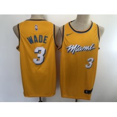 Men's Nike Miami Heat #3 Dwyane Wade Yellow City Swingman Basketball Stitched Jersey