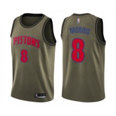 Men's Detroit Pistons #8 Markieff Morris Swingman Green Salute to Service Basketball Jersey