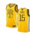 Men's Golden State Warriors #15 Damian Jones Yellow Swingman 2019 Basketball Finals Bound Jersey - Earned Edition