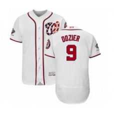 Men's Washington Nationals #9 Brian Dozier White Home Flex Base Authentic Collection 2019 World Series Champions Baseball Stitched Jersey