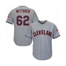 Men's Cleveland Indians #62 Nick Wittgren Replica Grey Road Cool Base Baseball Jersey