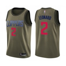 Men's Los Angeles Clippers #2 Kawhi Leonard Swingman Green Salute to Service Basketball Jersey