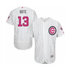 Men's Chicago Cubs #13 David Bote Authentic White 2016 Mother's Day Fashion Flex Base Baseball Player Stitched Jersey