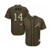 Men's Atlanta Braves #14 Matt Joyce Authentic Green Salute to Service Baseball Jersey