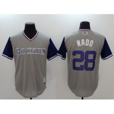 Men's Colorado Rockies #28 Nolan Arenado Gray Baseball Stitched Jersey