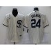 Men's Chicago White Sox #24 Yasmani Grandal Cream Game 2021 Field of Dreams Stitched Jersey