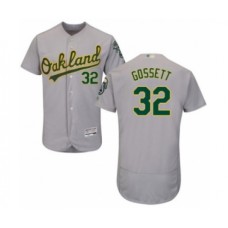 Men's Oakland Athletics #32 Daniel Gossett Grey Road Flex Base Authentic Collection Baseball Player Stitched Jersey