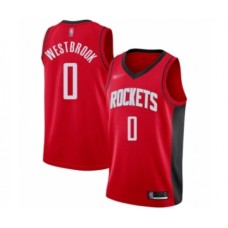 Men's Houston Rockets #0 Russell Westbrook Authentic Red Finished Basketball Stitched Jersey - Icon Edition