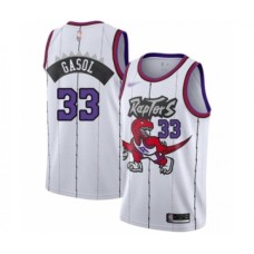 Men's Toronto Raptors #33 Marc Gasol Authentic White Hardwood Classics Basketball Stitched Jersey