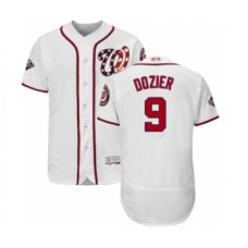 Men's Washington Nationals #9 Brian Dozier White Home Flex Base Authentic Collection 2019 World Series Bound Baseball Stitched Jersey