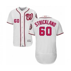 Men's Washington Nationals #60 Hunter Strickland White Home Flex Base Authentic Collection Baseball Player Stitched Jersey