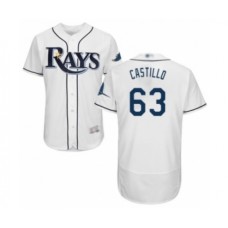 Men's Tampa Bay Rays #63 Diego Castillo Home White Home Flex Base Authentic Collection Baseball Player Stitched Jersey