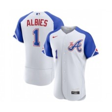 Men's Atlanta Braves #1 Ozzie Albies White 2023 City Connect Flex Base Stitched Jersey