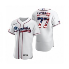 Men's Luke Jackson #77 Atlanta Braves White 2020 Stars & Stripes 4th of July Stitched Jersey