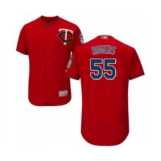 Men's Minnesota Twins #55 Taylor Rogers Authentic Scarlet Alternate Flex Base Authentic Collection Baseball Player Stitched Jersey