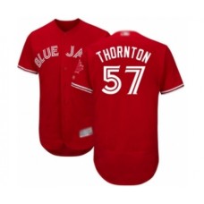 Men's Toronto Blue Jays #57 Trent Thornton Scarlet Alternate Flex Base Authentic Collection Alternate Baseball Player Stitched Jersey