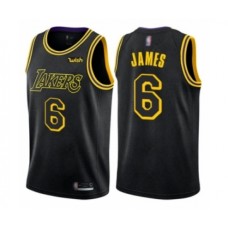 Men's Los Angeles Lakers #6 LeBron James Authentic Black City Edition Basketball Jersey