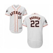 Men's Houston Astros #22 Josh Reddick White Home Flex Base Authentic Collection 2019 World Series Bound Baseball Stitched Jersey