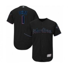 Men's Miami Marlins #1 Isan Diaz Black Alternate Flex Base Authentic Collection Baseball Player Stitched Jersey