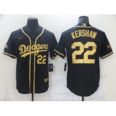 Men's Nike Los Angeles Dodgers #22 Clayton Kershaw Black Gold Authentic Stitched Jersey