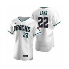 Men's Arizona Diamondbacks #22 Jake Lamb Nike White Teal Authentic 2020 Alternate Stitched Jersey