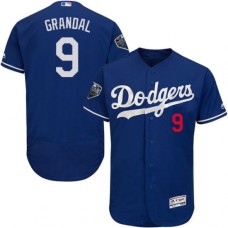 Men's Majestic Los Angeles Dodgers #9 Yasmani Grandal Royal Blue Flexbase Authentic Collection 2018 World Series MLB Jersey