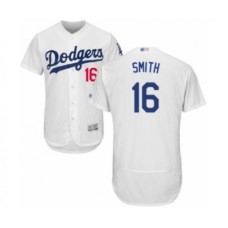 Men's Los Angeles Dodgers #16 Will Smith White Home Flex Base Authentic Collection Baseball Player Stitched Jersey