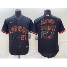 Men's Houston Astros #27 Jose Altuve Number Lights Out Black Fashion Stitched MLB Cool Base Nike Jersey