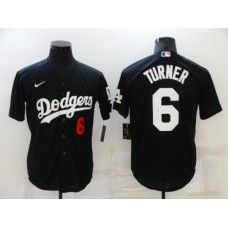 Men's Nike Los Angeles Dodgers #6 Trea Turner Black Stitched Jersey