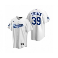 Men's Los Angeles Dodgers #39 Blake Treinen White 2020 World Series Champions Replica Stitched Jersey