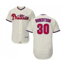 Men's Philadelphia Phillies #30 David Robertson Cream Alternate Flex Base Authentic Collection Baseball Jersey