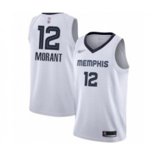 Men's Memphis Grizzlies #12 Ja Morant Authentic White Finished Basketball Stitched Jersey - Association Edition