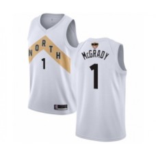 Men's Toronto Raptors #1 Tracy Mcgrady Swingman White 2019 Basketball Finals Bound Jersey - City Edition