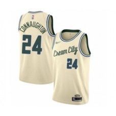 Men's Milwaukee Bucks #24 Pat Connaughton Swingman Cream Basketball Stitched Jersey - 2019 20 City Edition