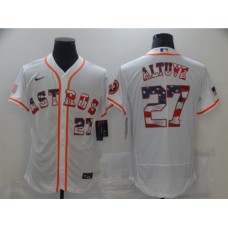 Men's Houston Astros #27 Jose Altuve White 2020 Stars & Stripes 4th of July Stitched Jersey