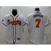 Men's Atlanta Braves #7 Dansby Swanson White 2022 Gold Program Authentic Player Stitched Jersey